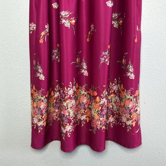 Anthony Richards Vintage Pink Floral Flutter Sleeve Midi Dress SIze 1X - Picture 5 of 7